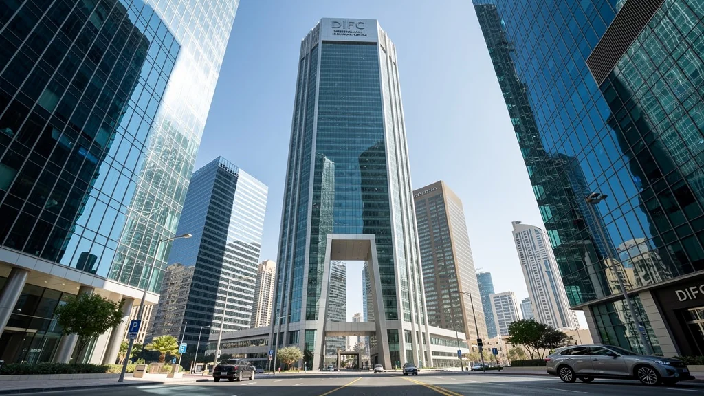 Skyline financier de Dubaï avec les tours du quartier d'affaires au crépuscule